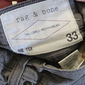 rag & bone Tailored Workwear Men’s Relaxed 100% Cotton Jeans Gray Chambray Sz.33
